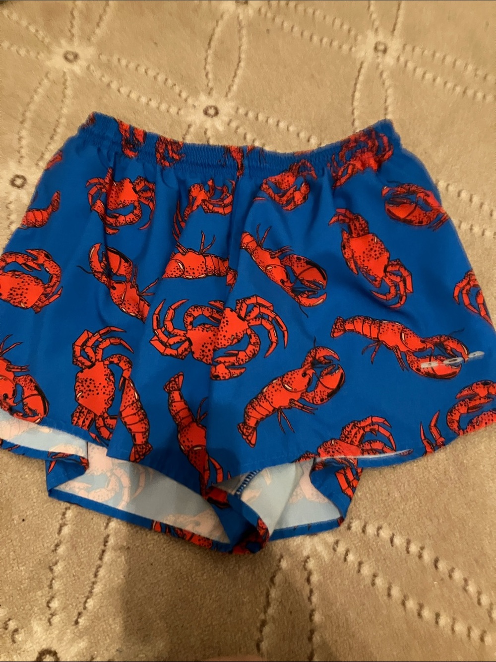 Kids Blue Lobster Swim Trunks